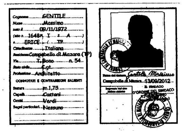 Carta identità Massimo Gentile - fonte PalermoToday