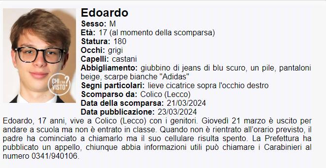 La scomparsa di Edoardo