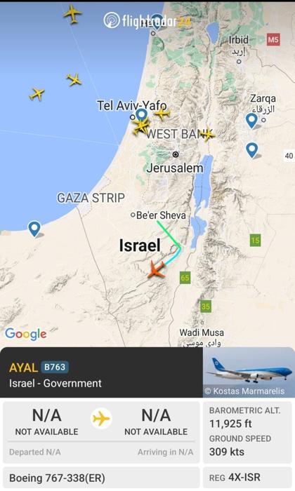 L'aereo dei Netanyahu decollato dopo l'attacco dell'Iran