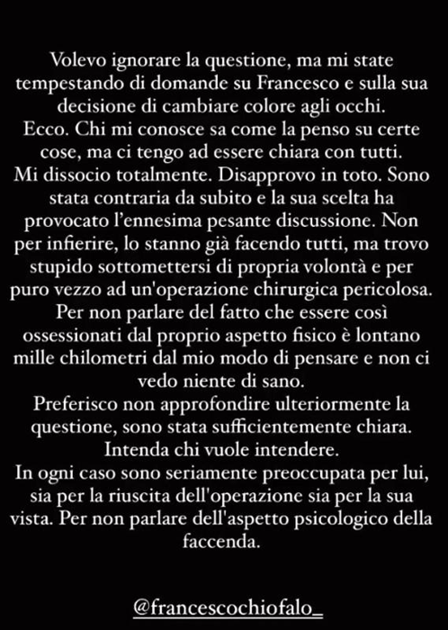 Drusilla Gucci e la sua storia sull'intervento agli occhi di Chiofalo-2