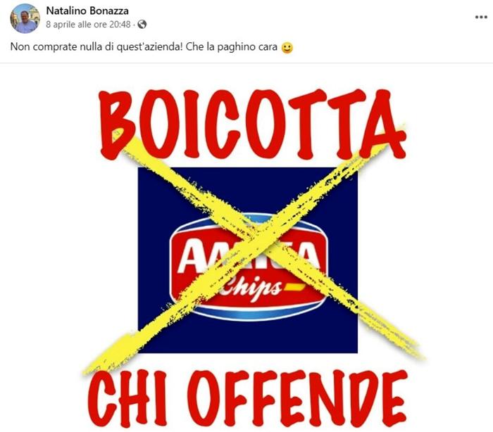 il post di don Natalino Bonazza sulla pubblicità di Amica Chips