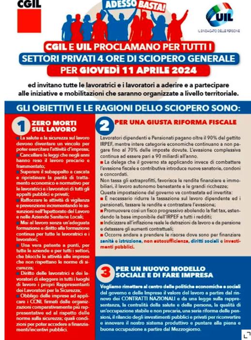 sciopero cgil uil