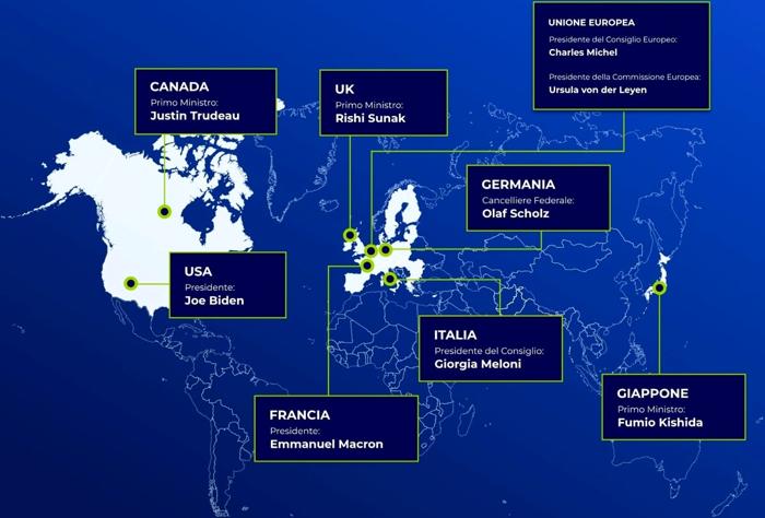 La mappa dei partecipanti al G7 italiano