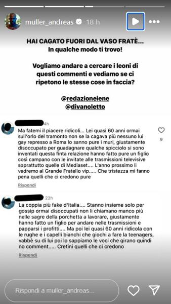 I commenti contro Andreas e Veronica, foto da Instagram-2