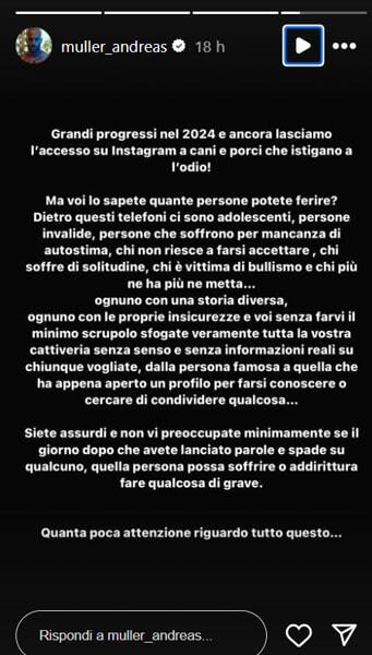 Il commento di Andreas Muller pubblicato su Instagram-2