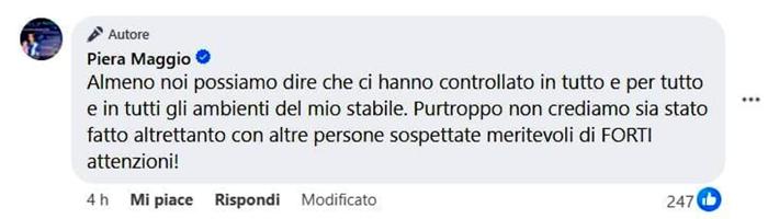 Uno dei commenti di Piera Maggio al post