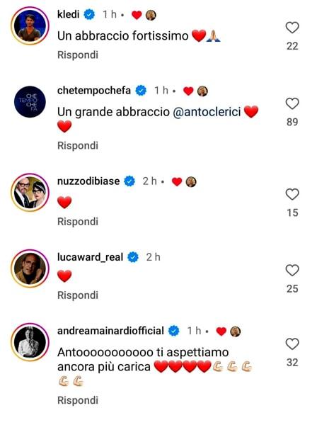 Anche il profilo di Che tempo che fa ha commentato il post di Clerici-2