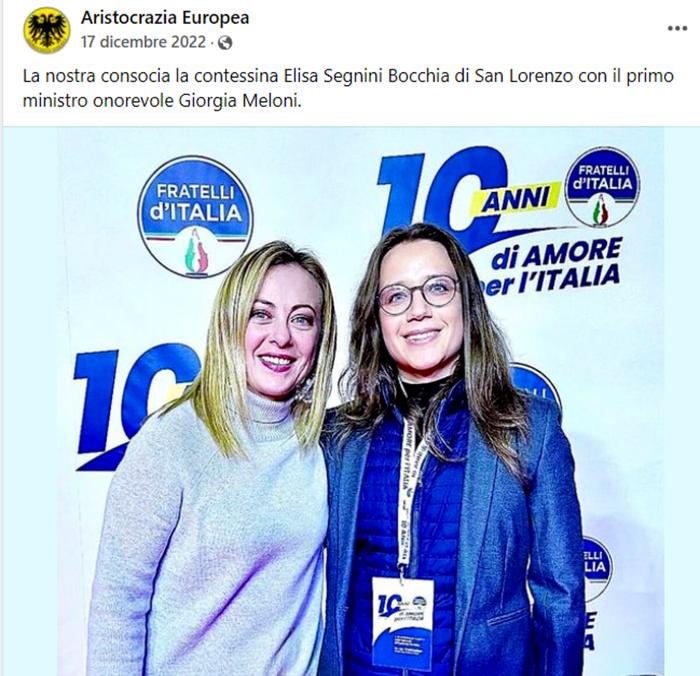 Elisa Segnini con Giorgia Meloni