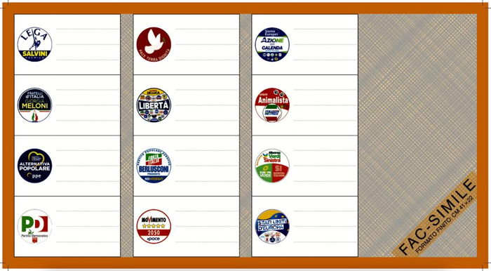 Il fac simile della scheda elettorale per le europee 2024 in Abruzzo, Molise, Campania, Puglia, Basilicata e Calabria