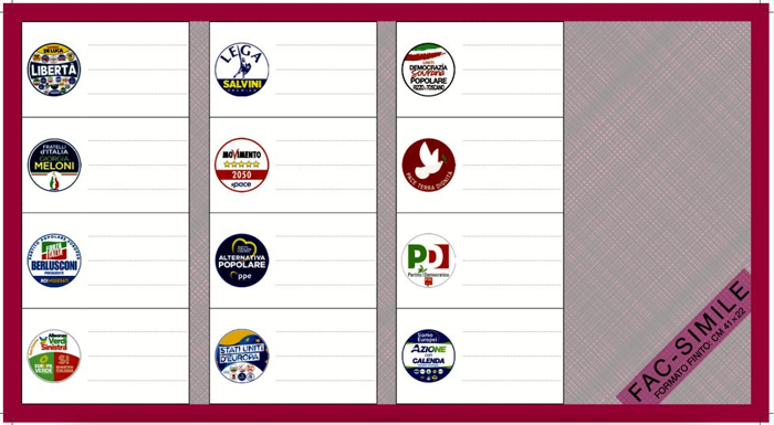 Il fac simile della scheda elettorale per le europee 2024 in Toscana, Umbria, Marche e Lazio