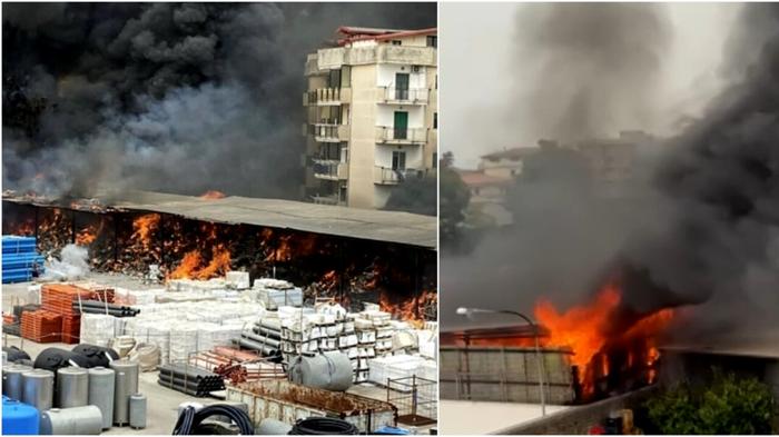 Incendio a Aversa: fiamme minacciano abitazioni, intervento in corso