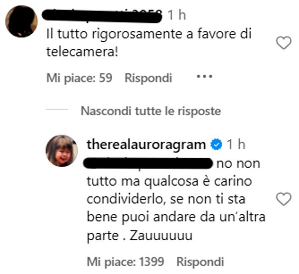 La critica e la risposta di Aurora Ramazzotti-2