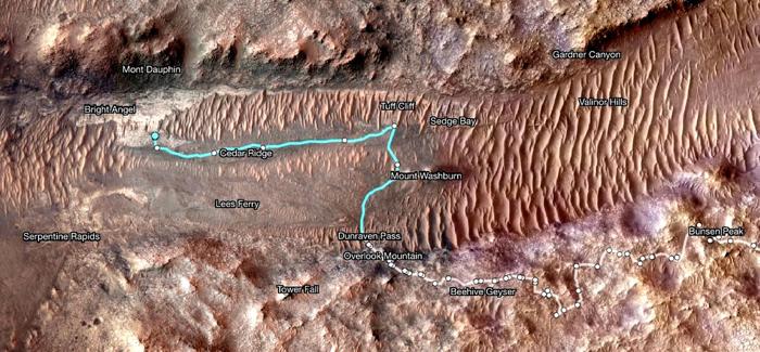 Il percorso del rover Perseverance su Marte (Foto Nasa)