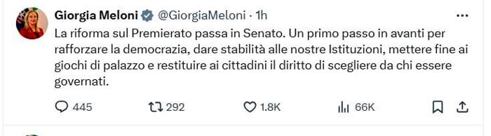 Premierato post Giorgia Meloni Foto X