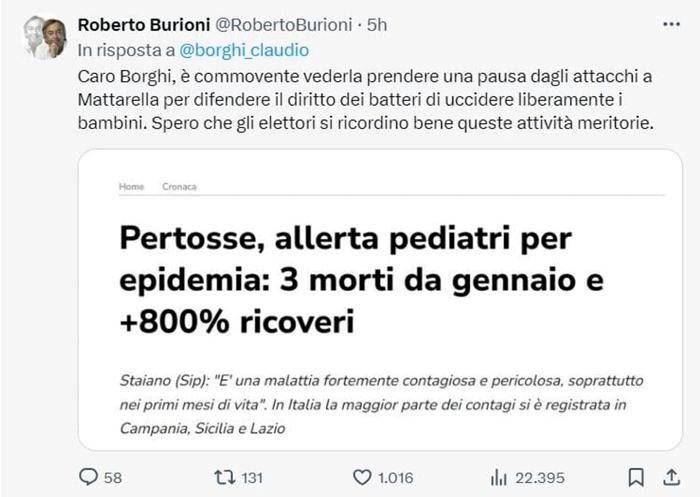 Uno dei post di Burioni