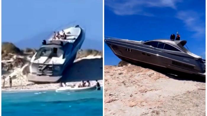 Yacht di lusso incaglia su isolotto delle Baleari