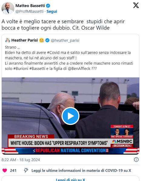 Bassetti e la risposta al tweet di Parisi-2