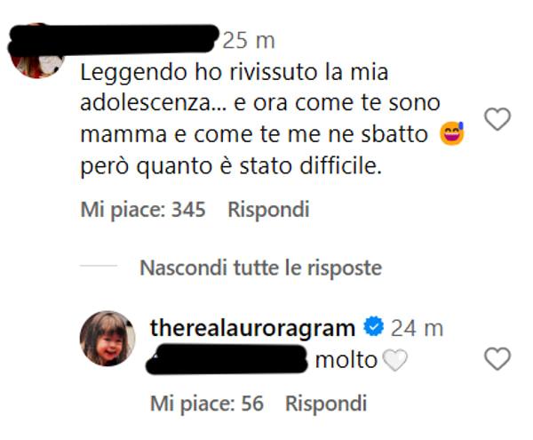 Il commento e la risposta di Aurora Ramazzotti-2