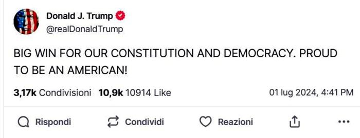 Il post di Donald Trump