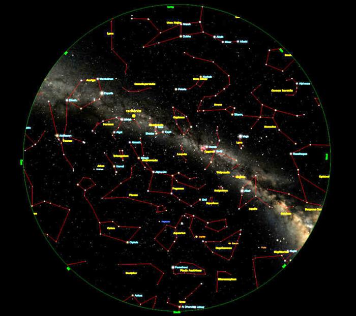 Cielo visibile il 12 agosto, alle ore 2.30 estive (Foto da Virtual Telescope Project)