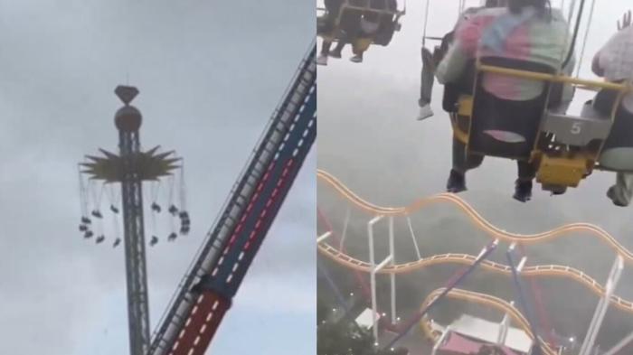 Incidente sulla giostra a Six Flags Mexico durante un temporale