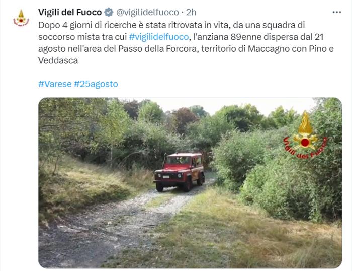 giuseppina ritrovata vigili fuoco X