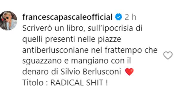 Il commento di Pascale, foto da Instagram-2