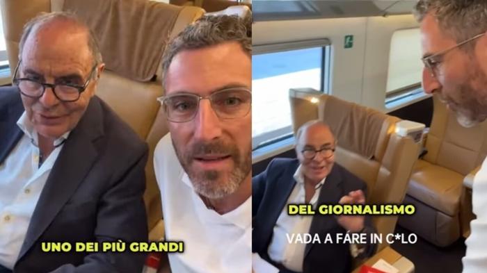 Contestazione in treno: Bruno Vespa vs Matteo Gracis