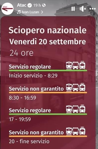 Atac Roma, lo sciopero del 20 settembre 2024