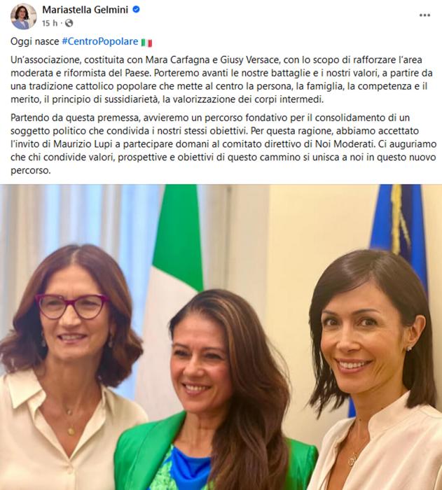 Mariastella Gelmini su Facebook