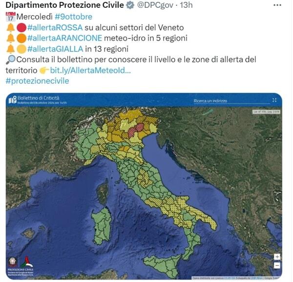 allerta meteo 9 ottobre