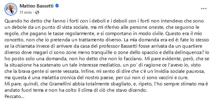 Bassetti su Facebook