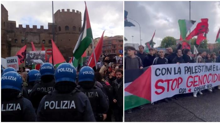 Corteo di solidarietà con la Palestina a Roma: tensione e manifestazioni