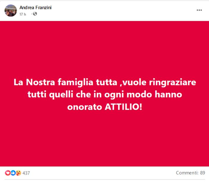 Il fratello di Attilio in un post su Fb-2