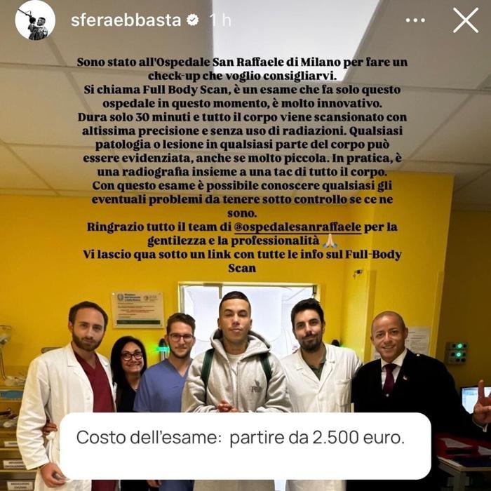 Il full body scan all’ospedale San Raffaele: la controversia di Sfera Ebbasta