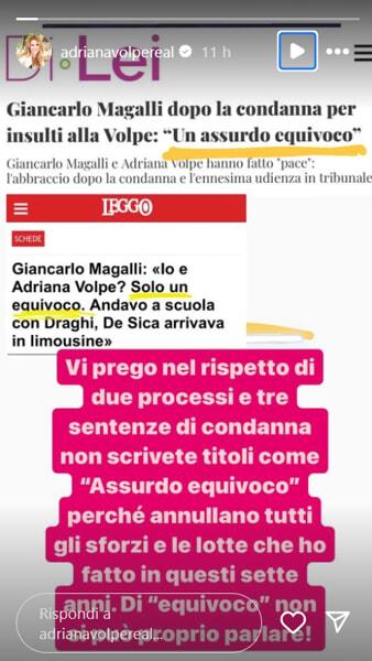 La storia di Adriana Volpe sul processo con Magalli-2